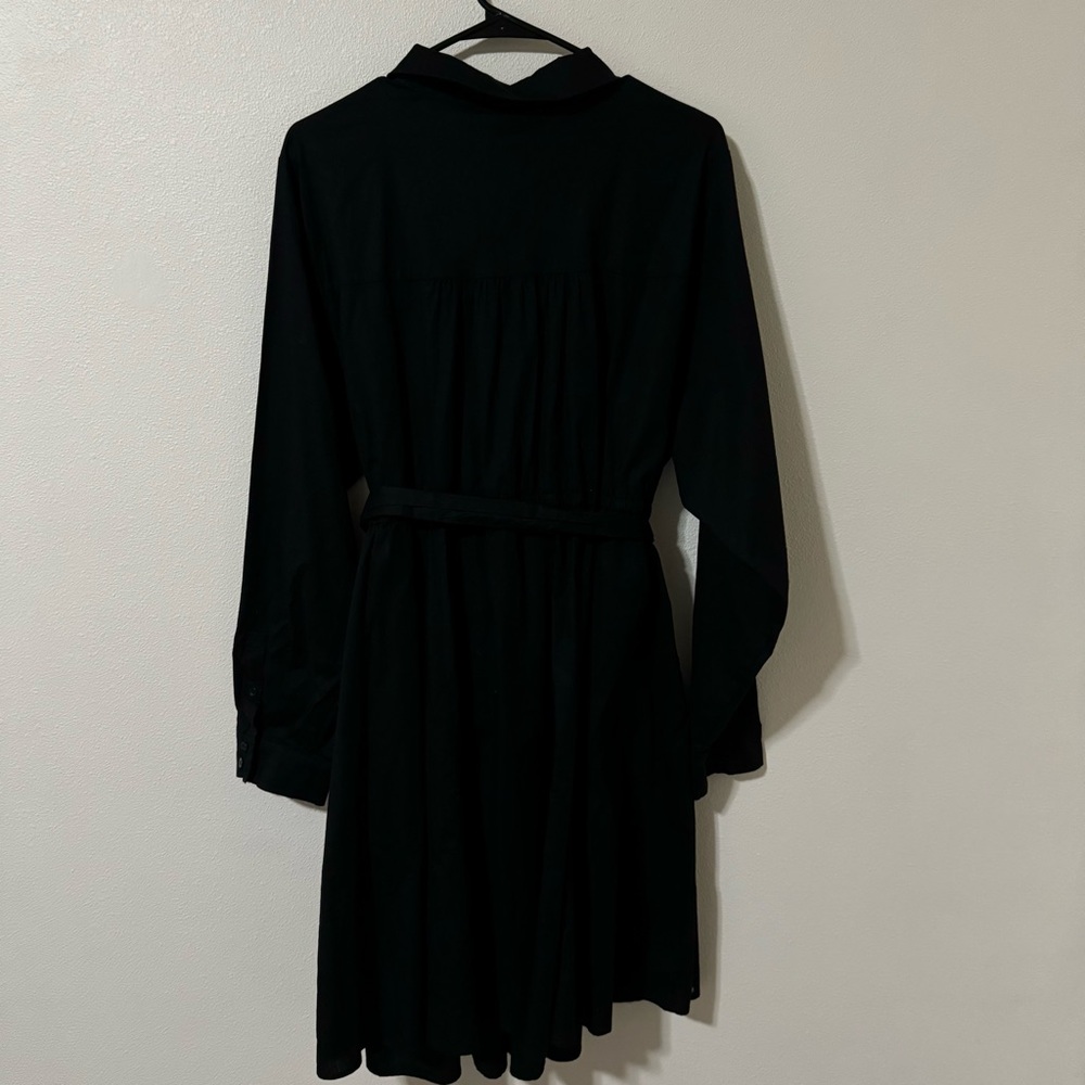 Torrid Mini Poplin Shirtdress Deep Black Belted Stretch Cotton 2023 NWT-2 - Picture 3 of 12